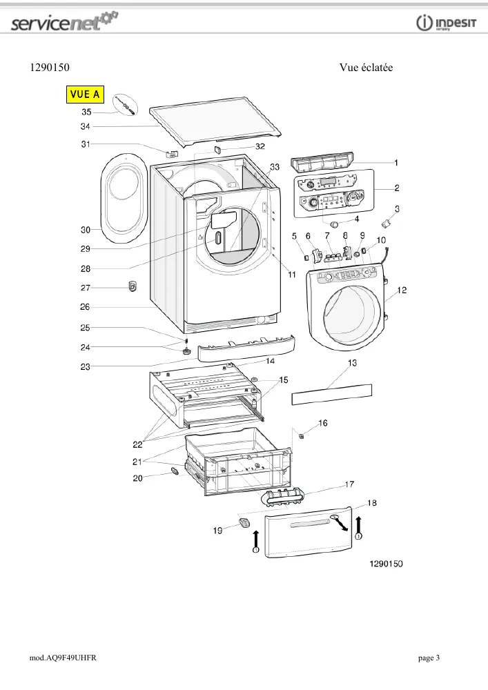 Vue éclatée HOTPOINT-ARISTON AQ9F49UHFR 62295