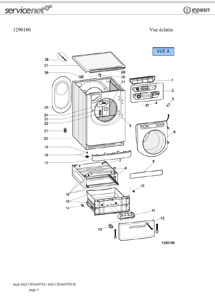 Vue éclatée HOTPOINT-ARISTON AQ113DA697EU 83448