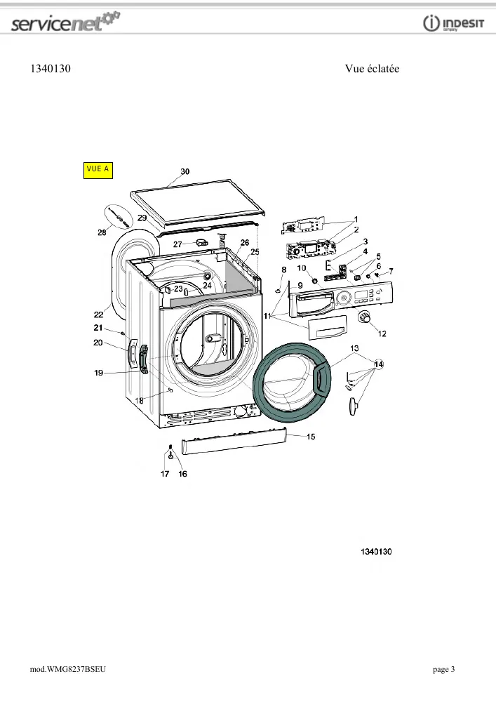Vue éclatée HOTPOINT-ARISTON WMG8237BSEU 76761