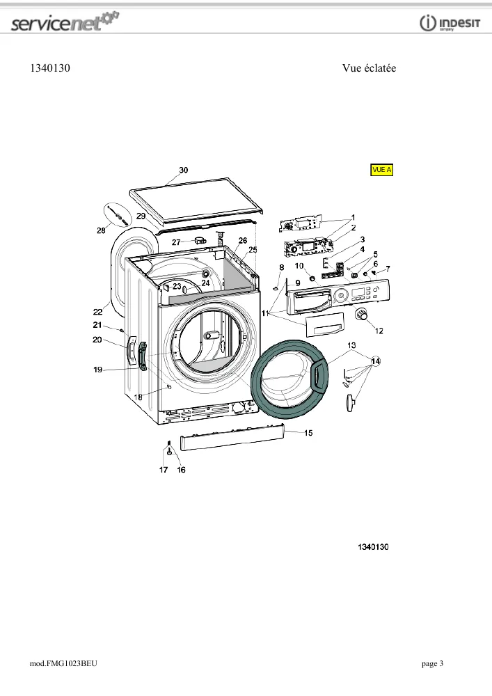 Vue éclatée HOTPOINT-ARISTON FMG1023BEU 85726