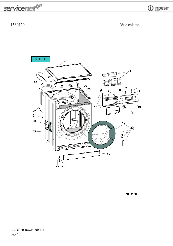 Vue éclatée HOTPOINT-ARISTON RDPD107417JSDEU 158323