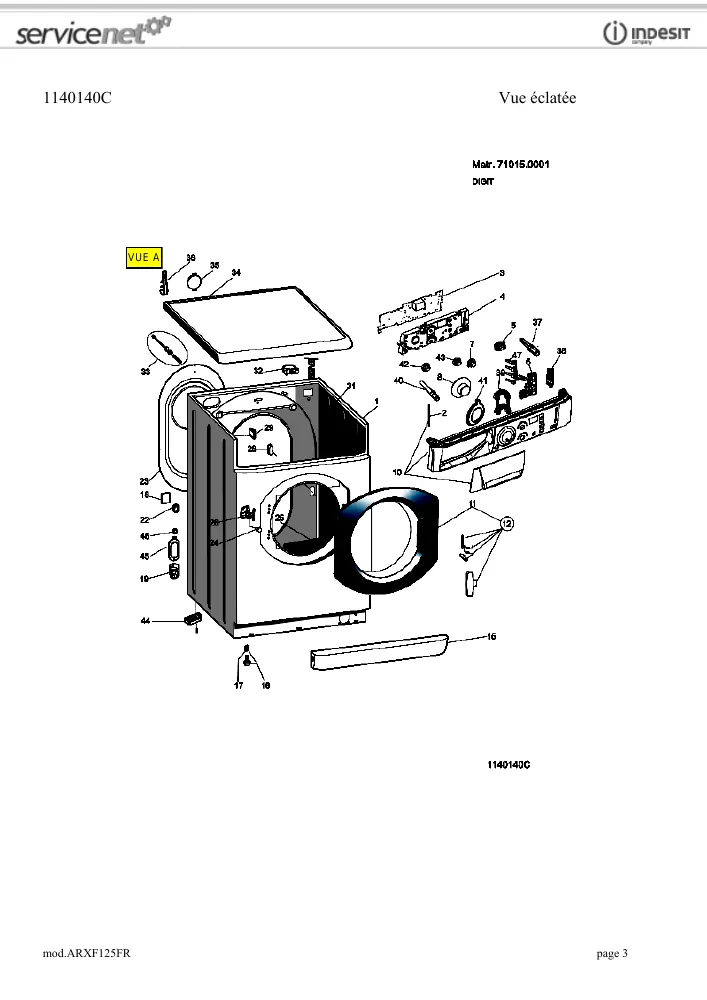 Vue éclatée HOTPOINT-ARISTON ARXF125FR 54473