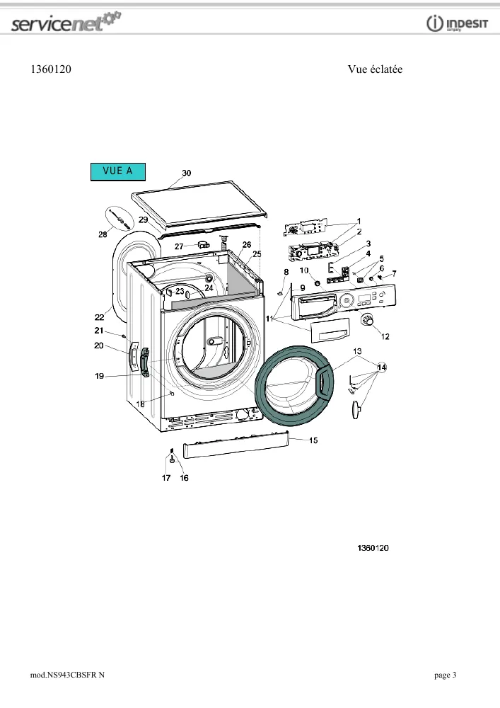 Vue éclatée HOTPOINT-ARISTON NS943CBSFRN 1618290