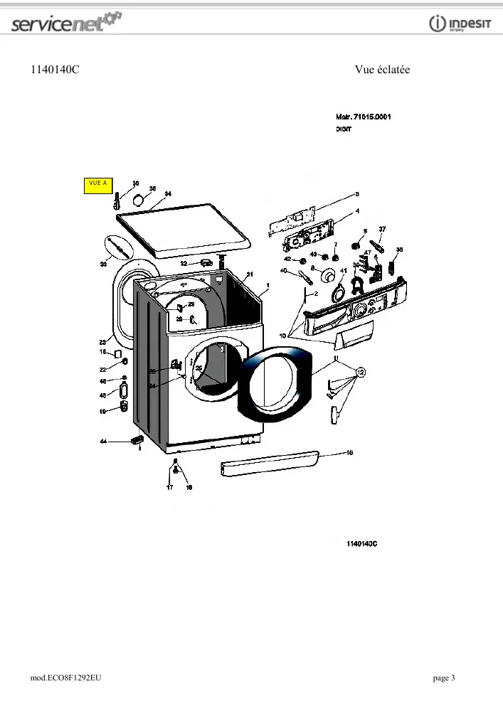 Vue éclatée HOTPOINT-ARISTON ECO8F1292EU 73894