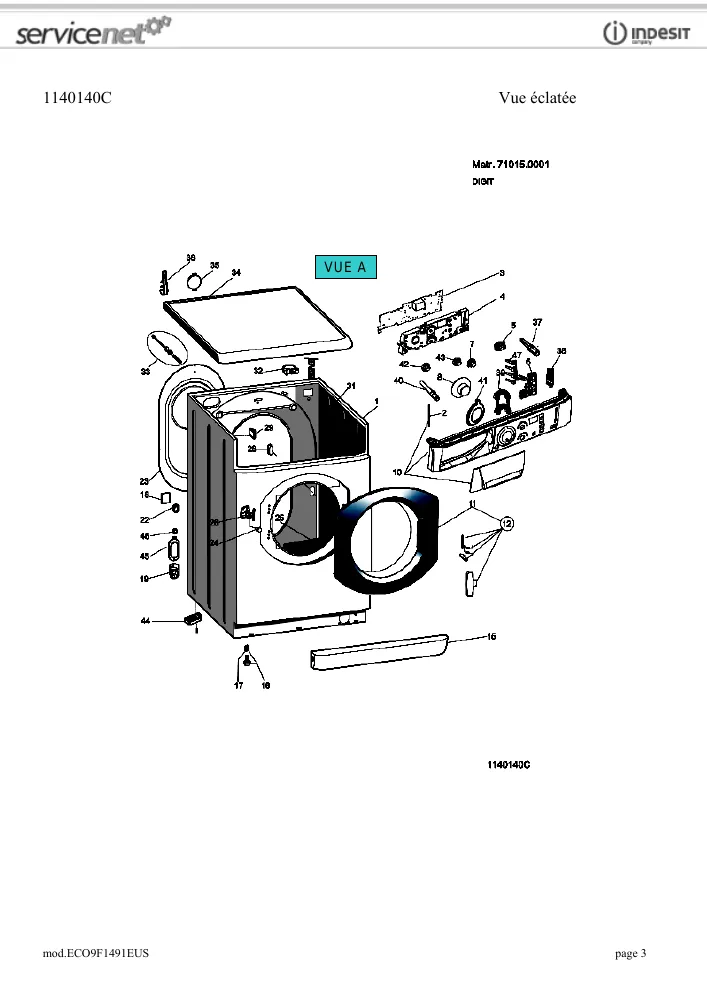 Vue éclatée HOTPOINT-ARISTON ECO9F1491EUS 73348