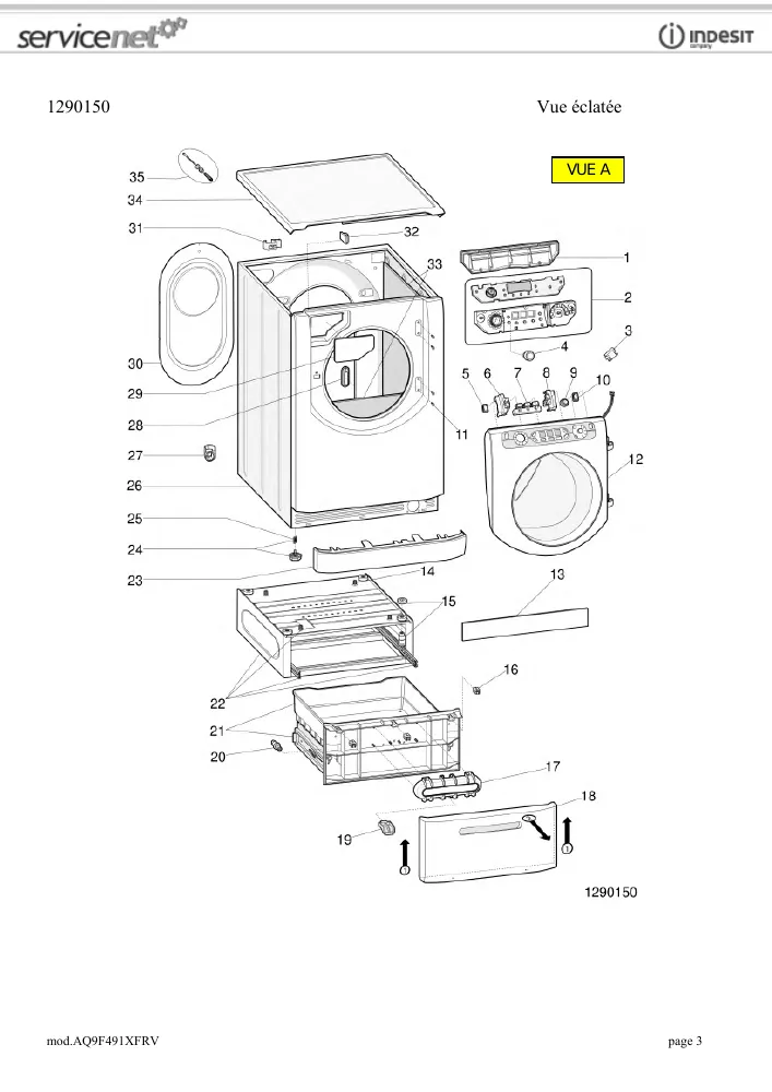 Vue éclatée HOTPOINT-ARISTON AQ9F491XFRV 69326