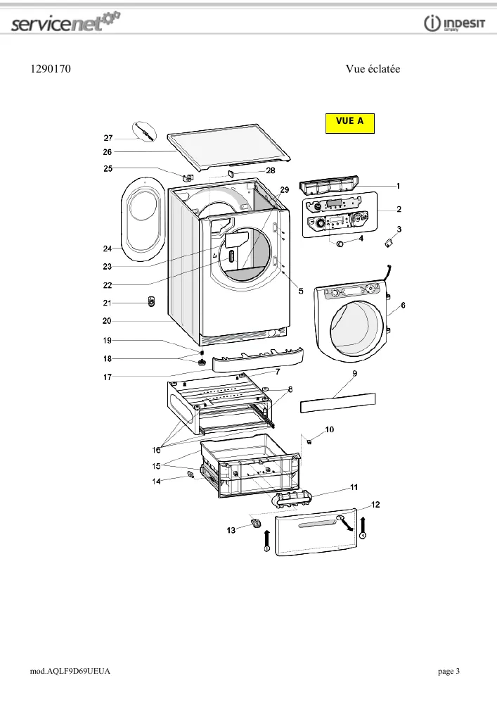 Vue éclatée HOTPOINT-ARISTON AQLF9D69UEUA 62489