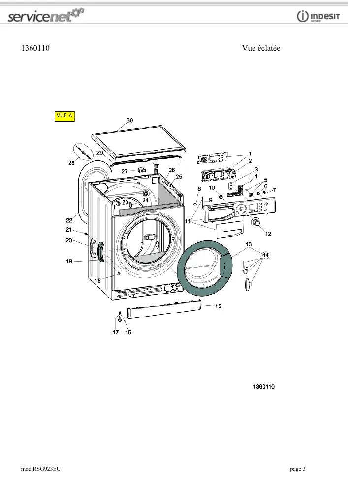 Vue éclatée HOTPOINT-ARISTON RSG923EU 104351