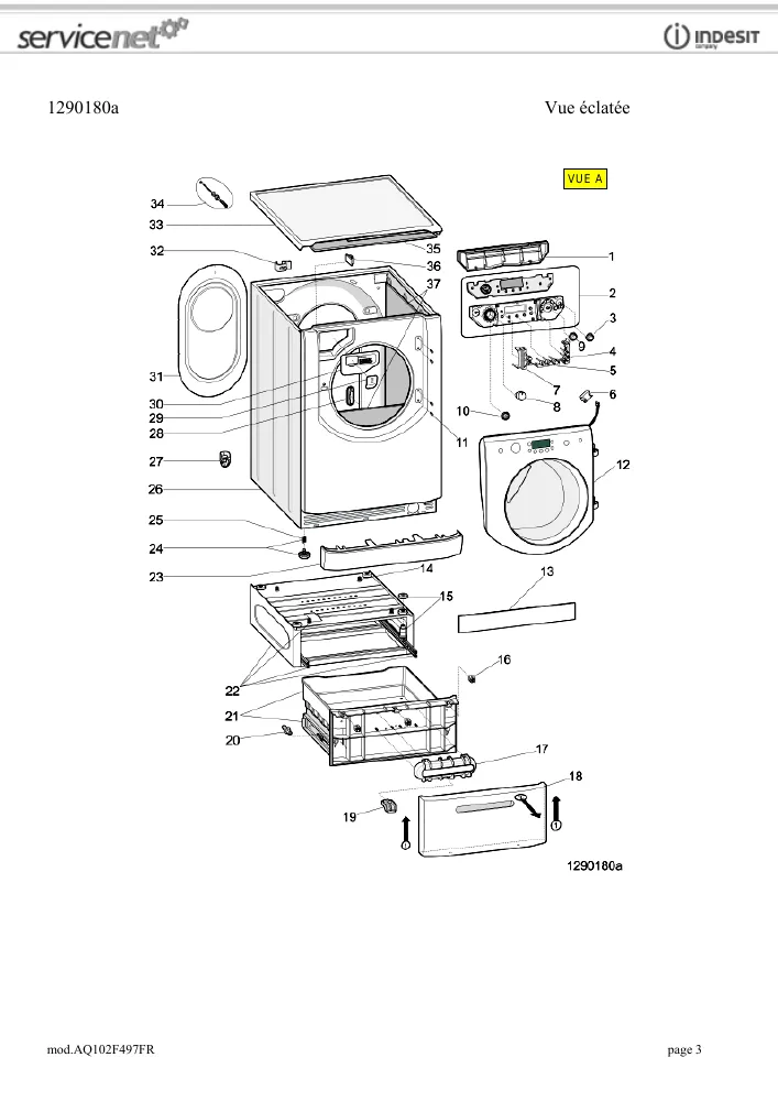 Vue éclatée HOTPOINT-ARISTON AQ102F497FR 74870