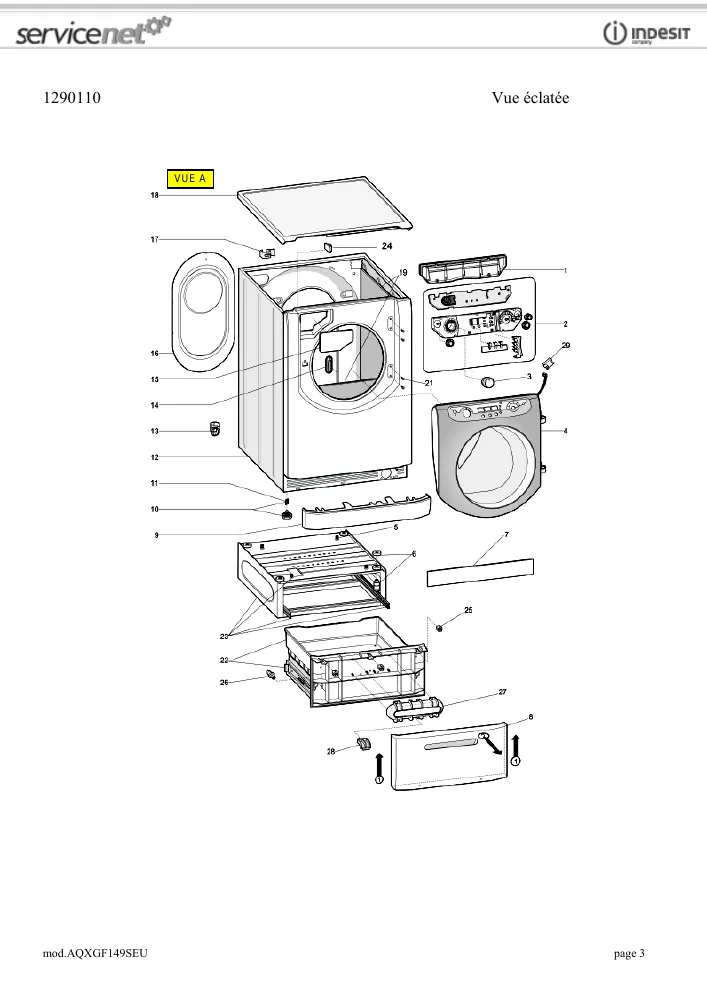Vue éclatée HOTPOINT-ARISTON AQXGF149SEU 54699