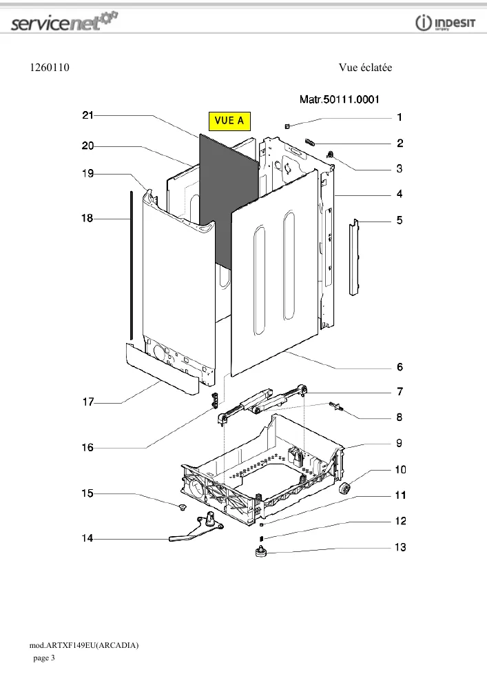 Vue éclatée HOTPOINT-ARISTON ARTXF149EU 061079
