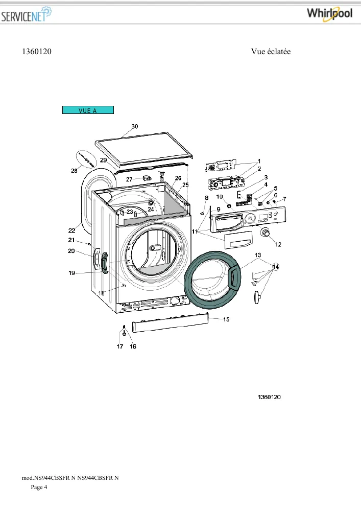 Vue éclatée HOTPOINT-ARISTON NS944CBSFRN 163682
