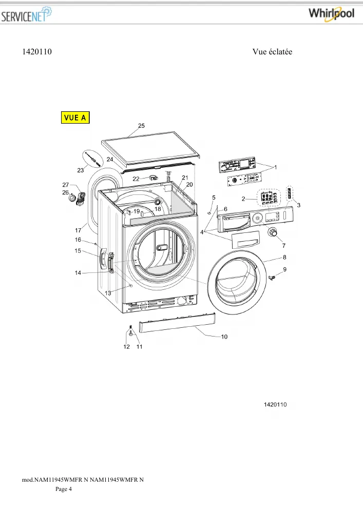 Vue éclatée HOTPOINT-ARISTON NAM11945WMFRN 161834