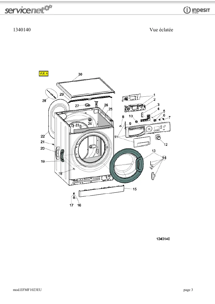 Vue éclatée HOTPOINT-ARISTON EFMF1023EU 86574