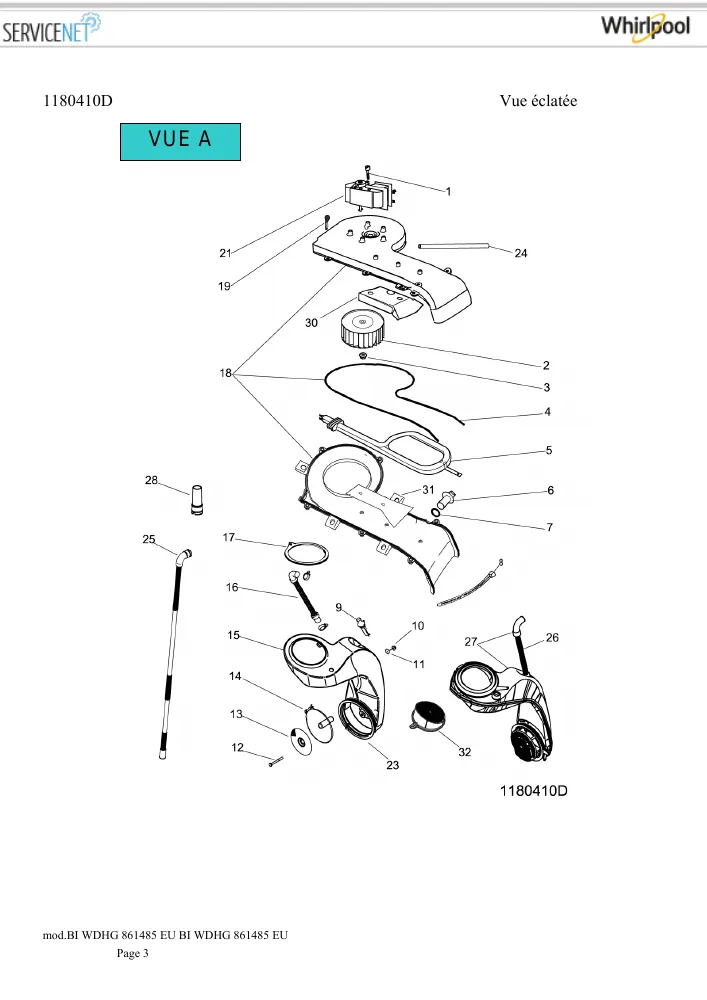 Vue éclatée HOTPOINT-ARISTON BIWDHG861485EU 166463