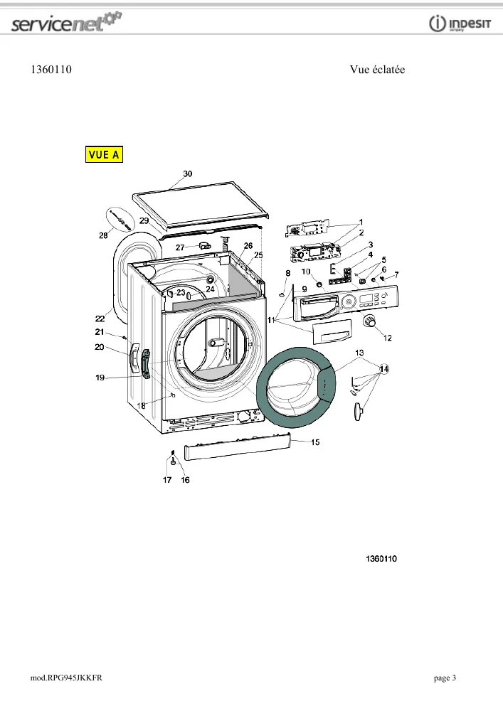 Vue éclatée HOTPOINT-ARISTON RPG945JKKFR 153381