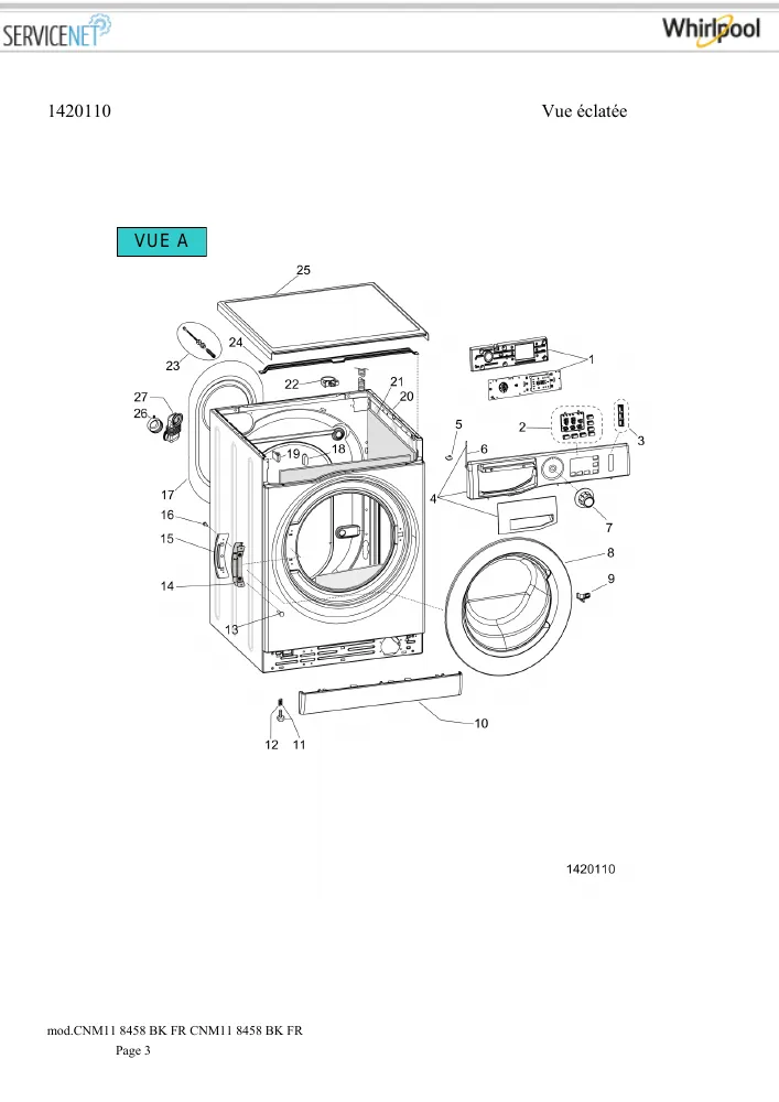 Vue éclatée HOTPOINT-ARISTON CNM118458BKFR 165285