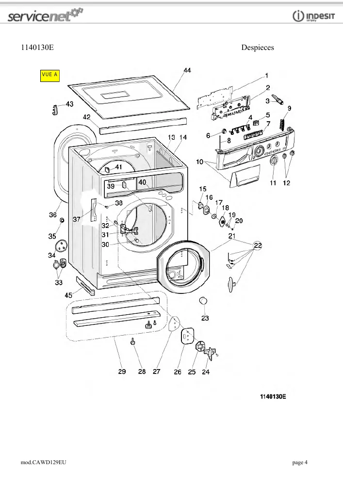Vue éclatée HOTPOINT-ARISTON CAWD129EU 54866