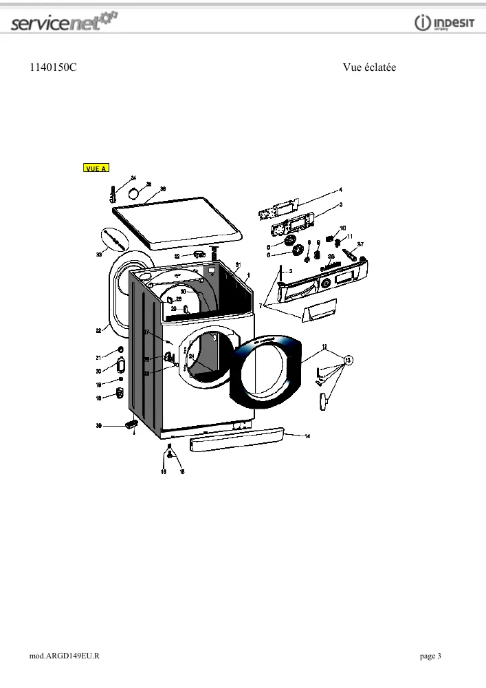 Vue éclatée HOTPOINT-ARISTON ARGD149EU.R ARGD149EUR 56018