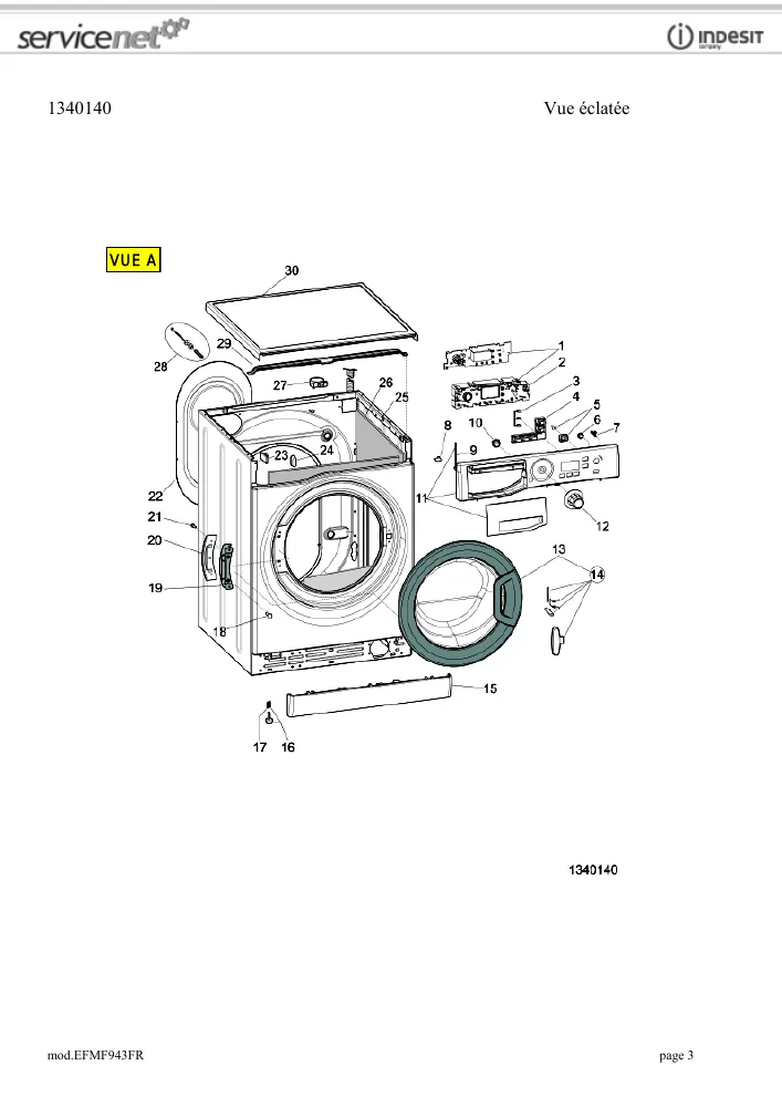Vue éclatée HOTPOINT-ARISTON EFMF943FR 102142