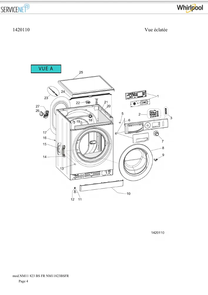 Vue éclatée HOTPOINT-ARISTON NM11823BSFR 156054
