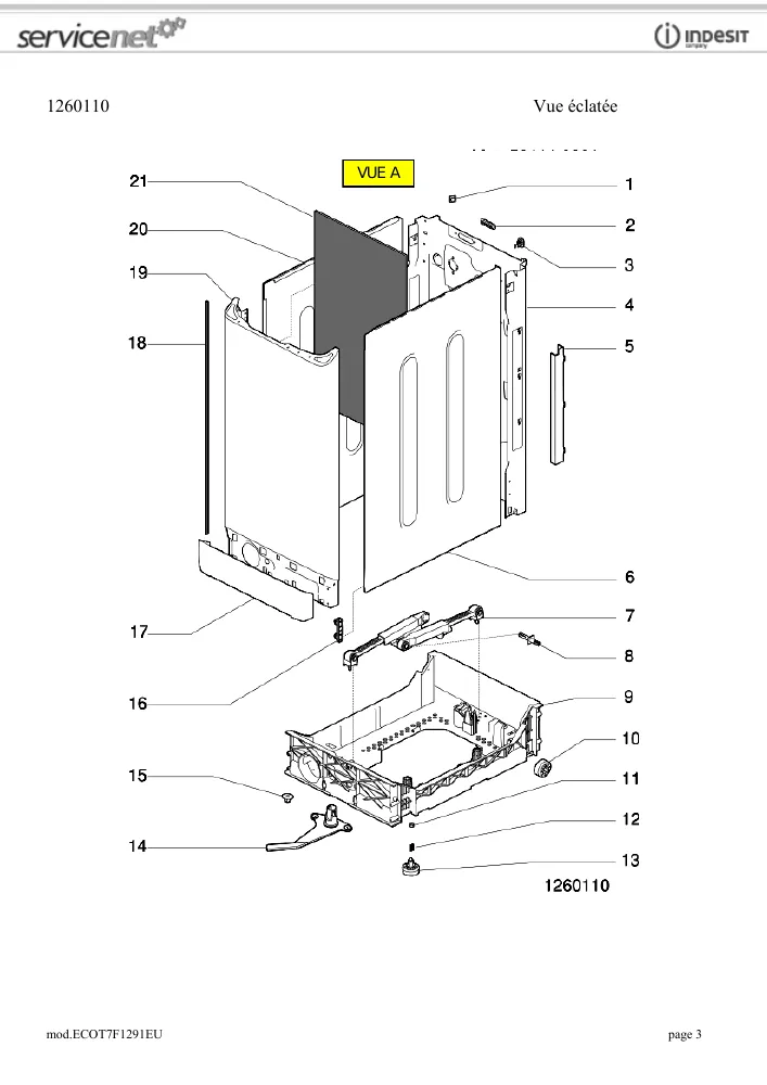 Vue éclatée HOTPOINT-ARISTON ECOT7F1291EU 80132