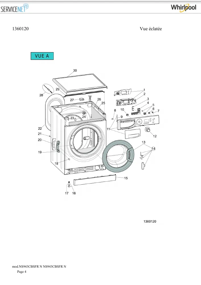 Vue éclatée HOTPOINT-ARISTON NS943CBSFRN 1618291