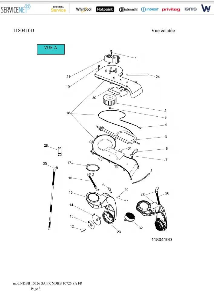 Vue éclatée HOTPOINT-ARISTON NDBB10726SAFR 165506