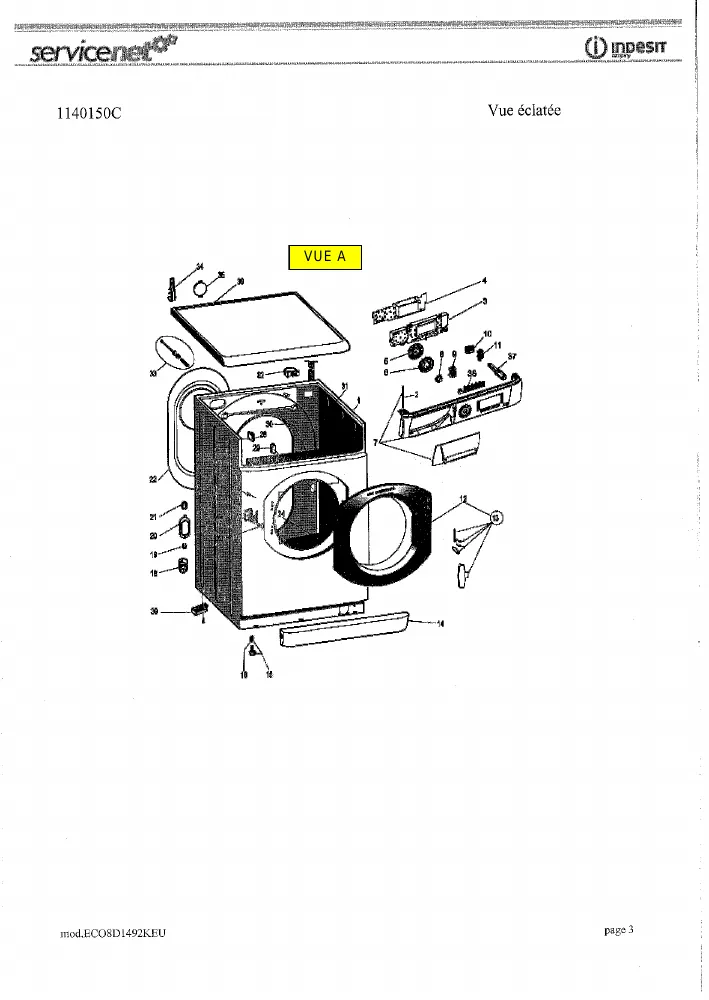 Vue éclatée HOTPOINT-ARISTON ECO8D1492KEU 74883