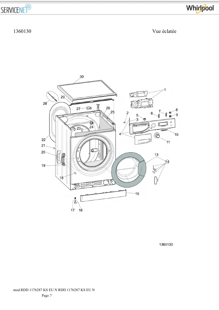 Vue éclatée HOTPOINT-ARISTON RDD1176287KSEUN 161120