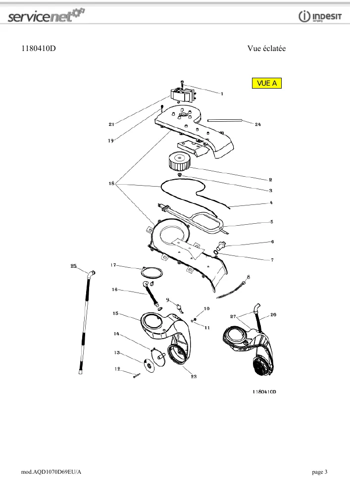 Vue éclatée HOTPOINT-ARISTON AQD1070D69EU 78521
