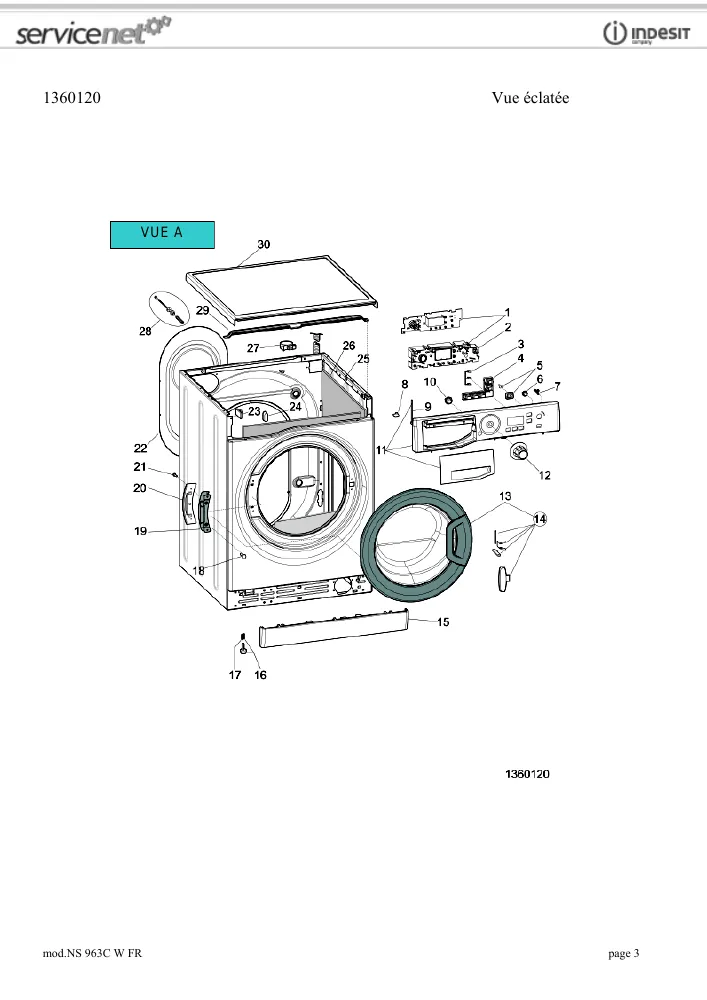 Vue éclatée HOTPOINT-ARISTON NS963CWFR 158410