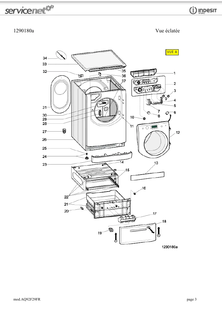 Vue éclatée HOTPOINT-ARISTON AQ92F29FR 78662 AQUATIS