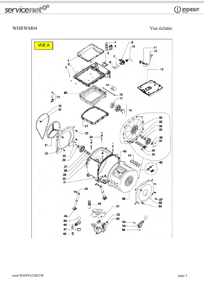 Vue éclatée HOTPOINT-ARISTON WMTF622HCFR 00270