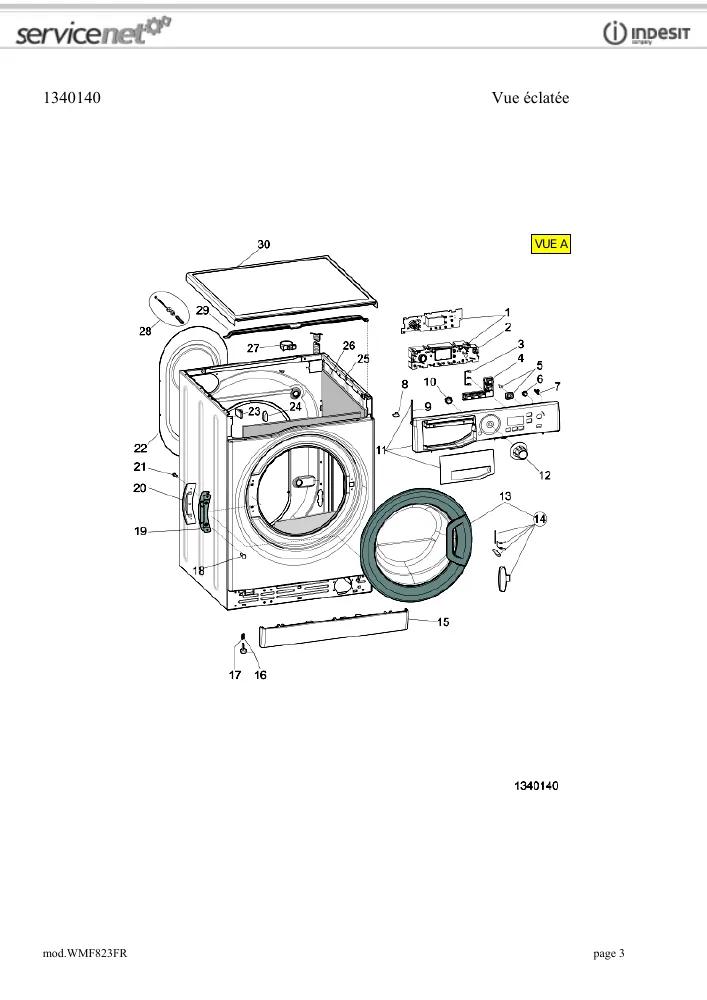 Vue éclatée HOTPOINT-ARISTON WMF823FR 83933