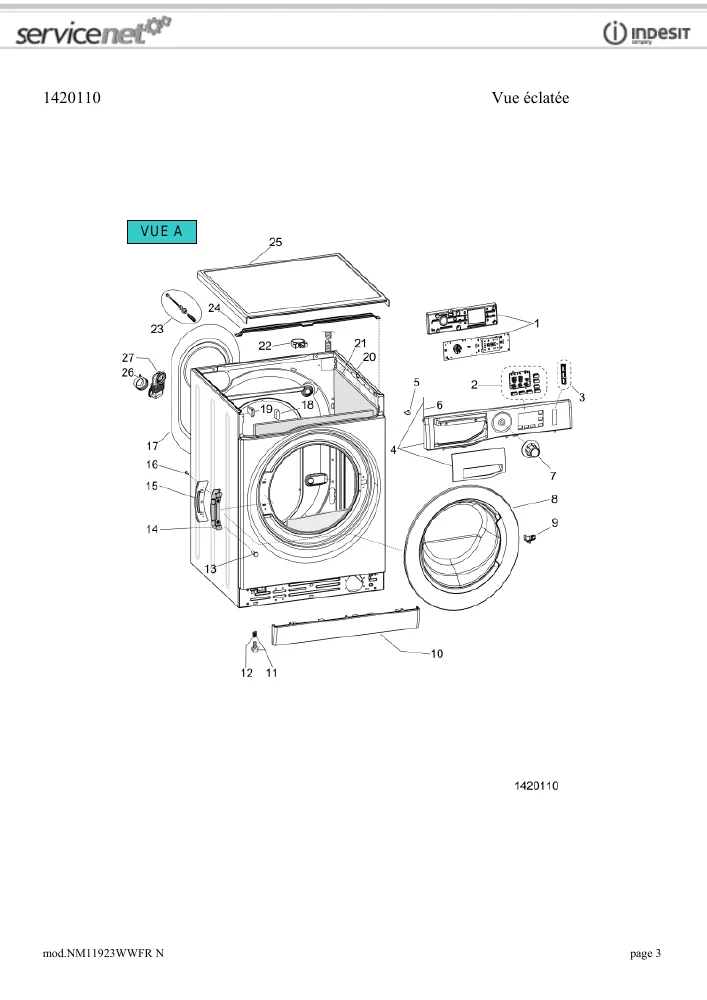 Vue éclatée HOTPOINT-ARISTON NM11923WWFRN 161833
