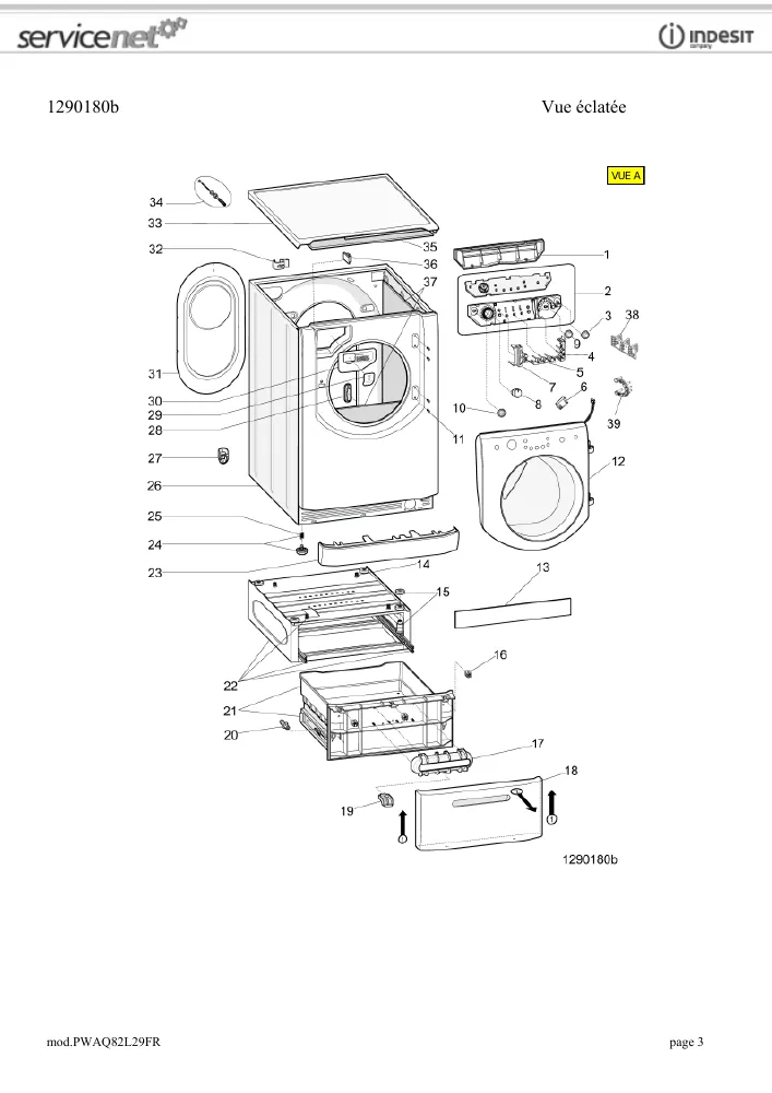Vue éclatée HOTPOINT-ARISTON PWAQ82L29FR 89953
