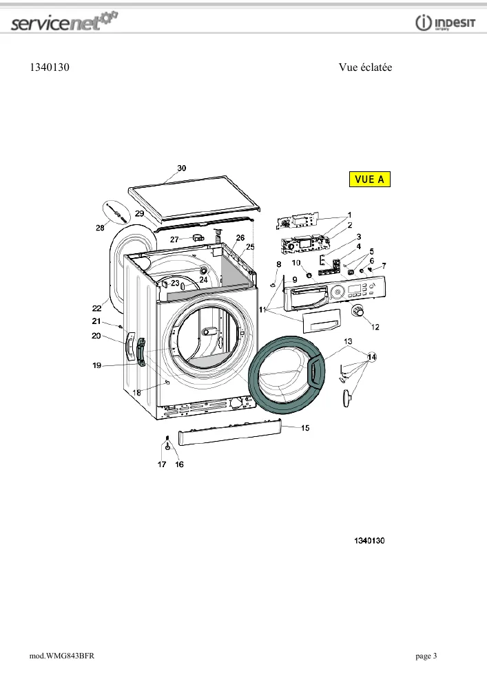 Vue éclatée HOTPOINT-ARISTON WMG843BFR 76537