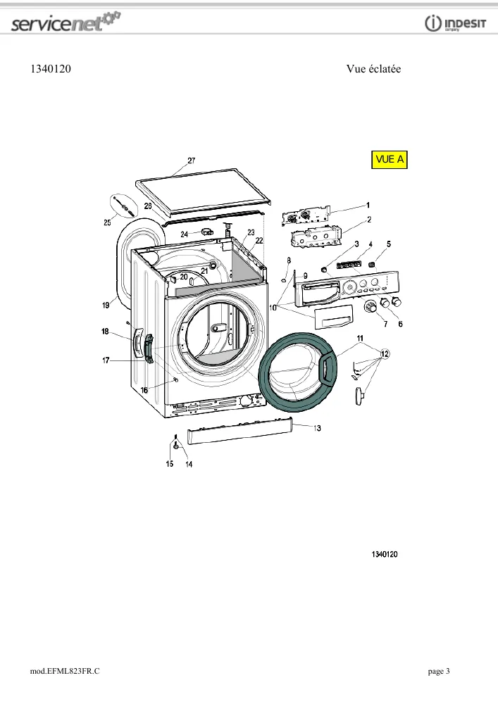 Vue éclatée HOTPOINT-ARISTON EFML823FR.C EFML823FRC 86326
