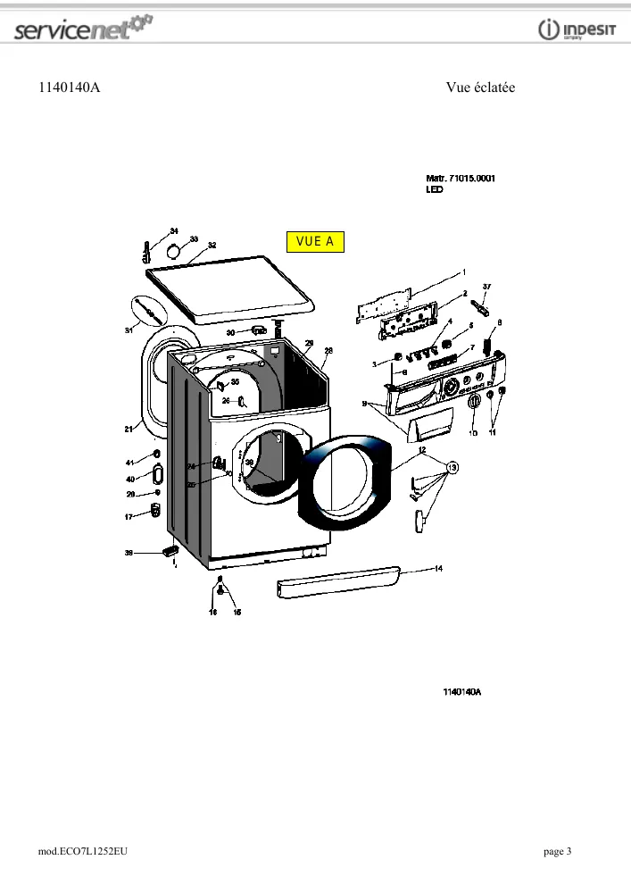 Vue éclatée HOTPOINT-ARISTON ECO7L1252EU 85032