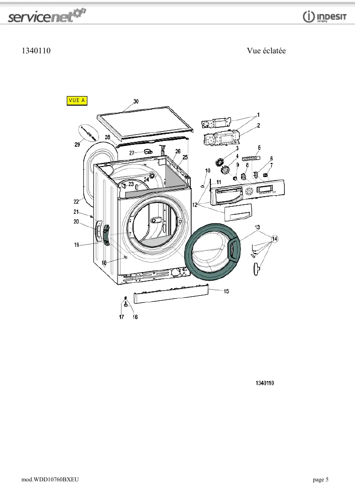 Vue éclatée HOTPOINT-ARISTON WDD10760BXEU 78591