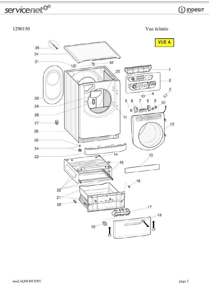 Vue éclatée HOTPOINT-ARISTON AQ9F49UFRV 62302
