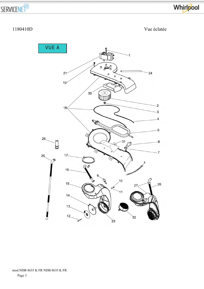 Vue éclatée HOTPOINT-ARISTON NDB8635KFR 165179