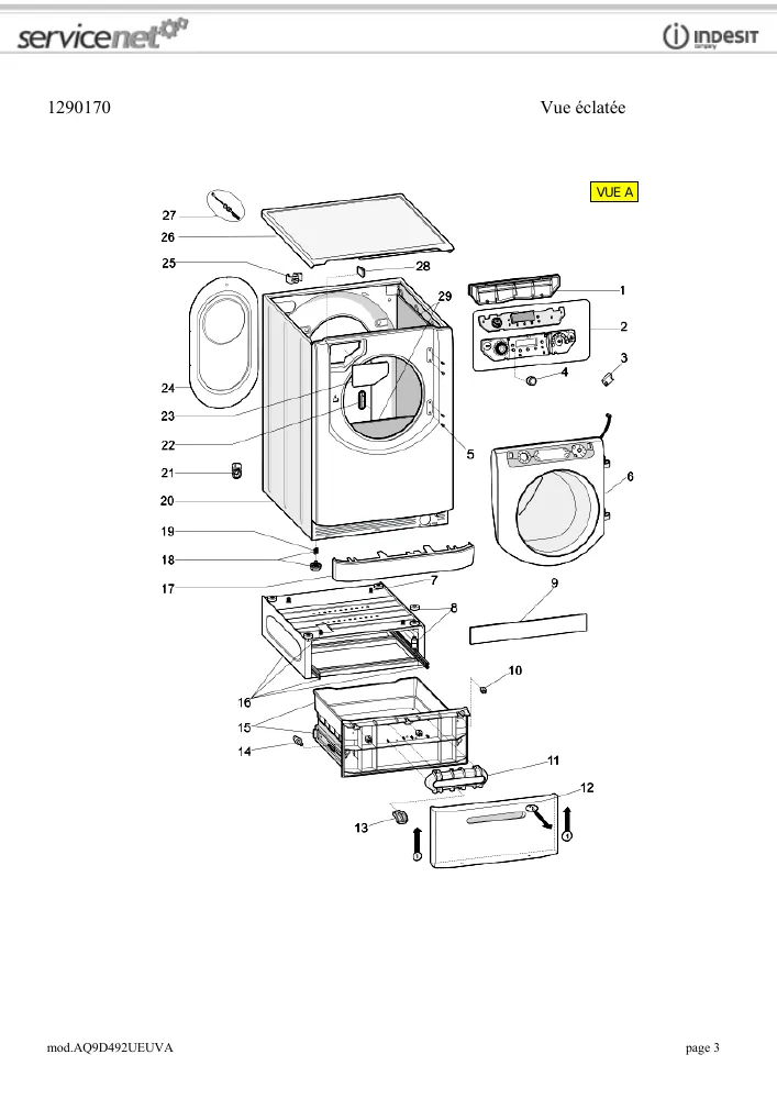 Vue éclatée HOTPOINT-ARISTON AQ9D492UEUVA 74887
