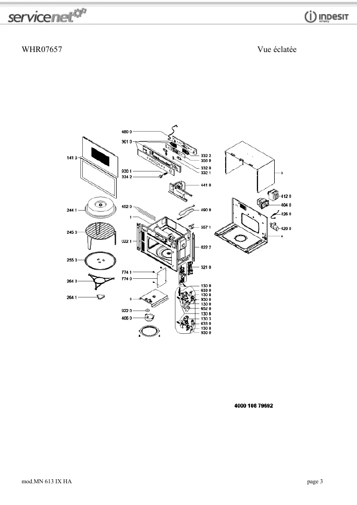 Vue éclatée HOTPOINT-ARISTON MN613IXHA 096658
