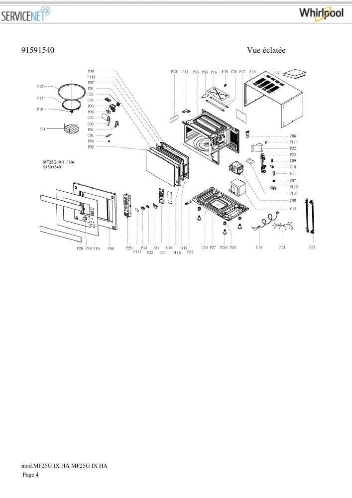 Vue éclatée HOTPOINT-ARISTON MF25GIXHA 159154