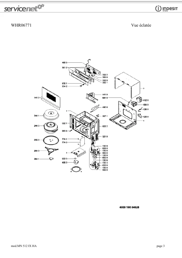 Vue éclatée HOTPOINT-ARISTON MN512IXHA 96663