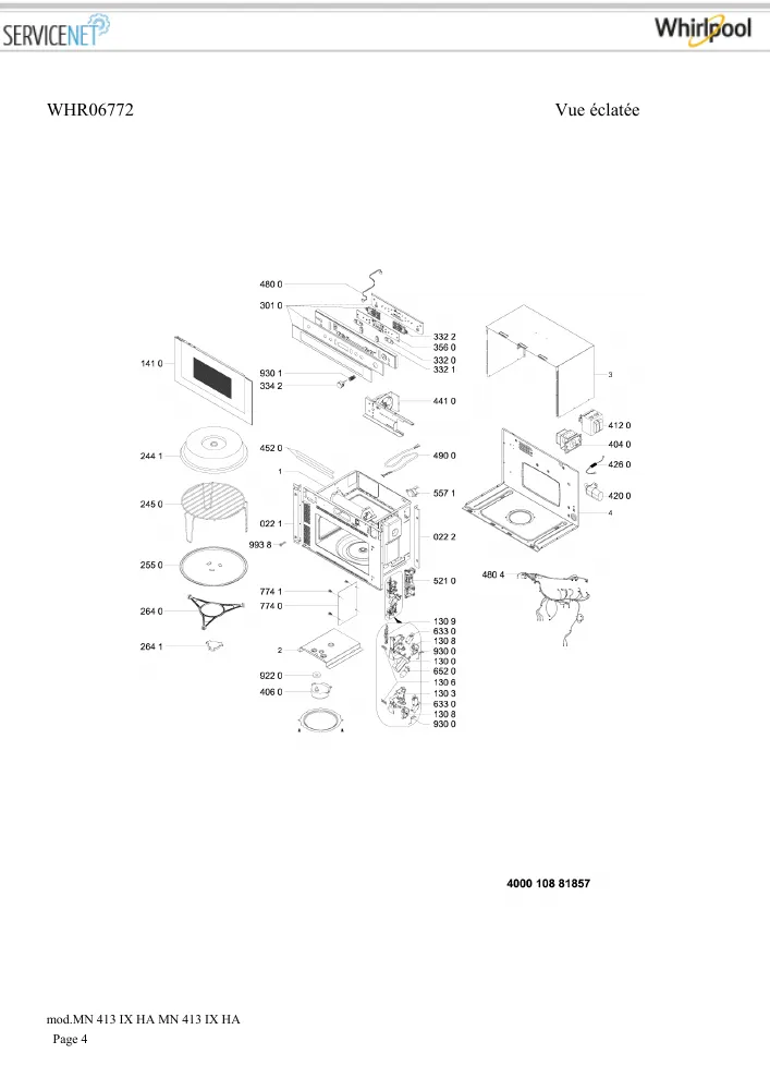Vue éclatée HOTPOINT-ARISTON MN413IXHA 096670