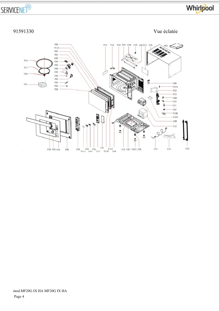 Vue éclatée HOTPOINT-ARISTON MF20GIXHA 859991591610