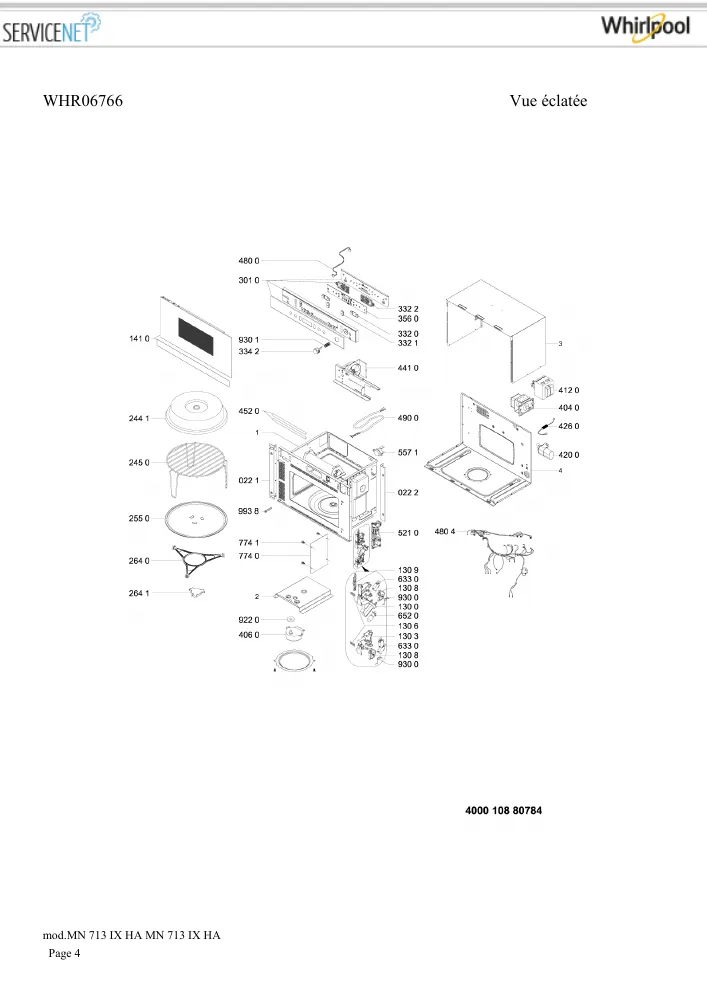 Vue éclatée HOTPOINT-ARISTON MN713IXHA 096652